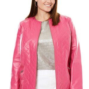 Leather jacket coat pink Jessica London 18w xl 1x